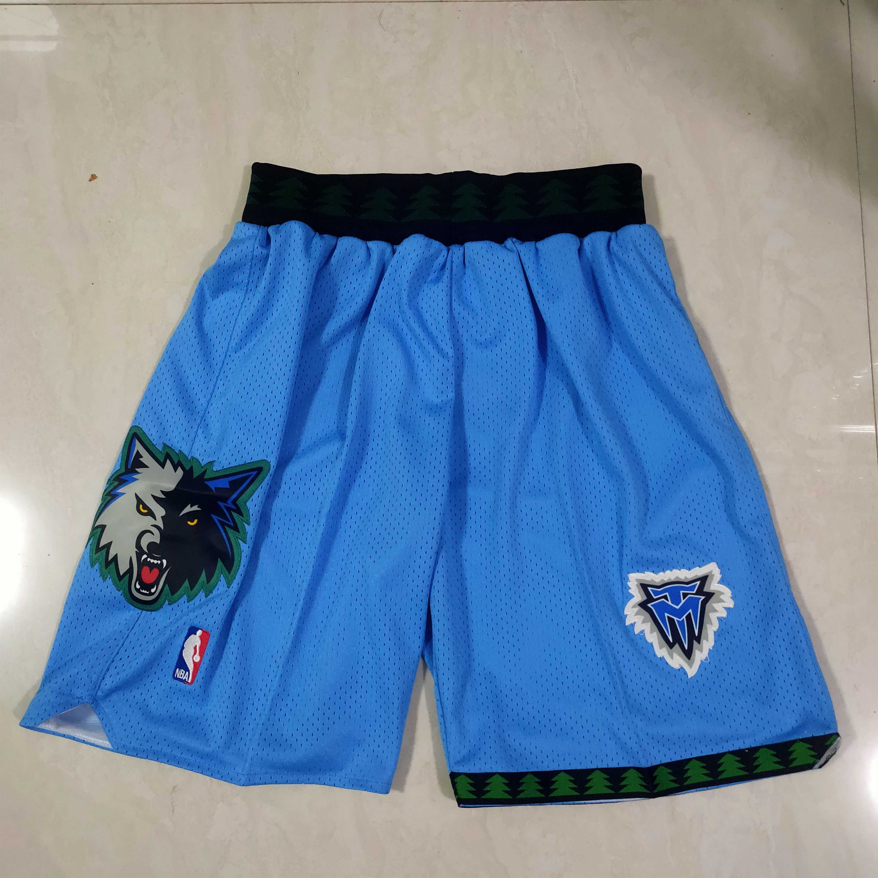 Men NBA Minnesota Timberwolves Blue Shorts 0416